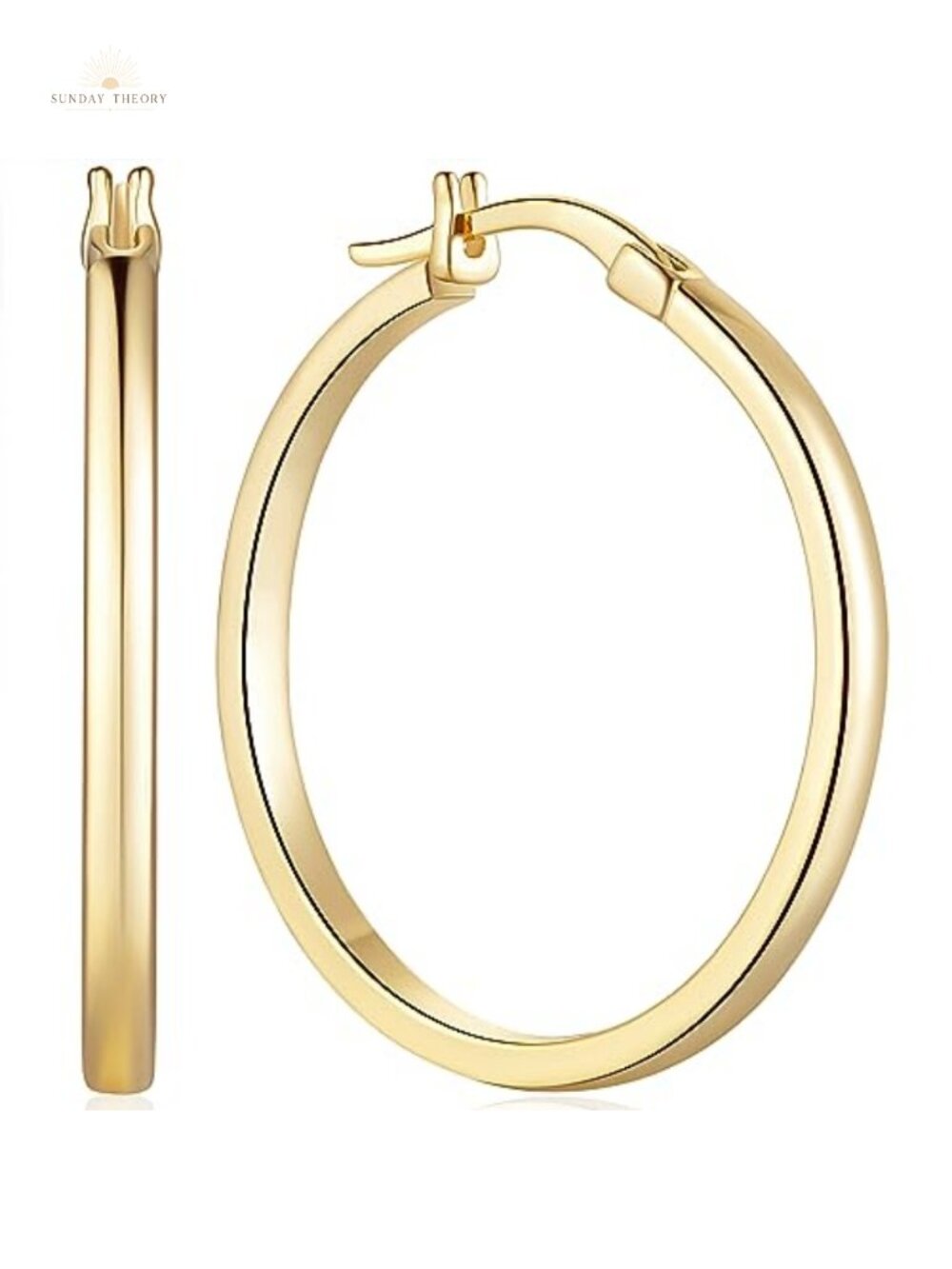 Gold Plated Hoop Earrings for Women Hypoallergenic Lightweight Secure Clasp